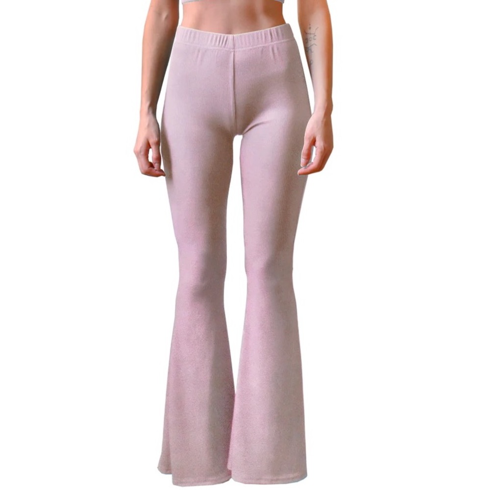 Ribbed bell bottoms - mauve purple